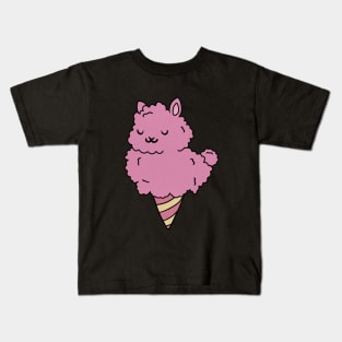 Cute Pink Llama Alpaca Icecream Shape Kids T-Shirt